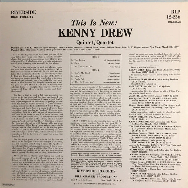 Kenny Drew Quintet / Quartet* - This Is New (LP, Album, Mono, RE)