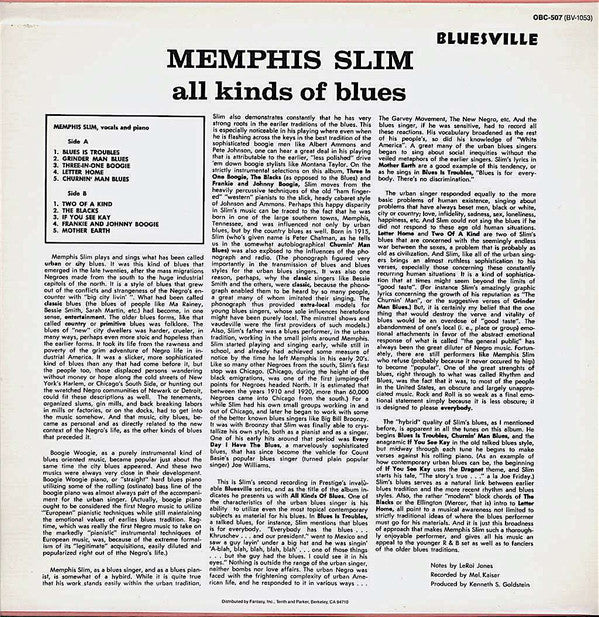Memphis Slim - All Kinds Of Blues (LP, Album, RE)