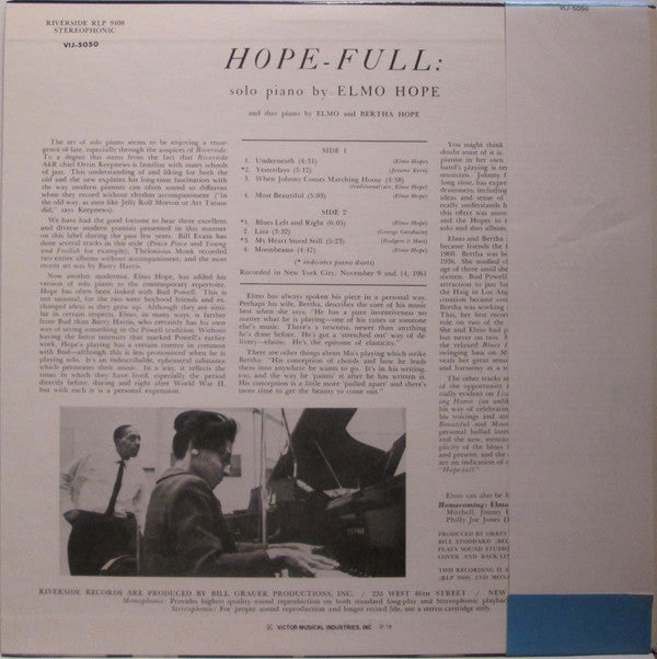 Elmo Hope - Hope-Full (LP, Album, Promo, RE)