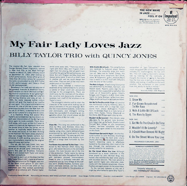 Billy Taylor Trio - My Fair Lady Loves Jazz(LP, Album, RE)