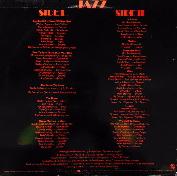 Ry Cooder - Jazz (LP, Album, Los)