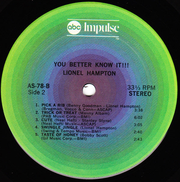 Lionel Hampton - You Better Know It!!! (LP, Album, RE, Gat)