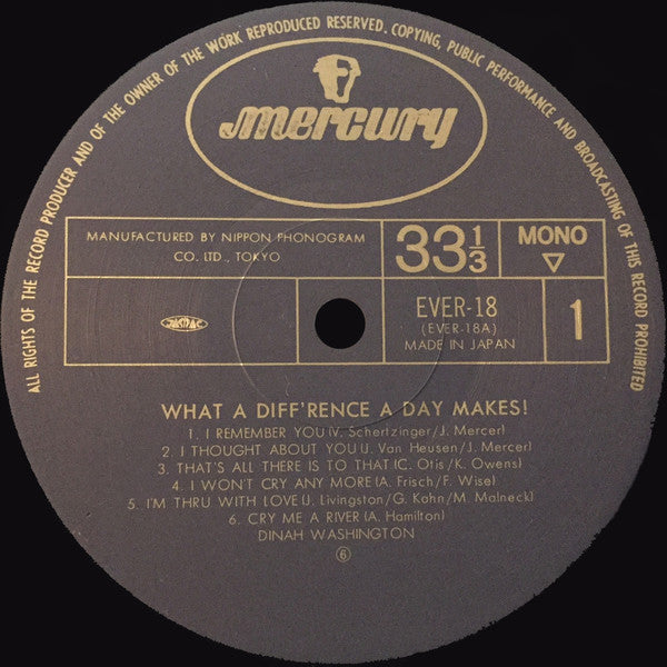 Dinah Washington - What A Diff'rence A Day Makes!(LP, Album, Mono, RE)