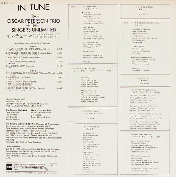 The Oscar Peterson Trio + The Singers Unlimited - In Tune (LP, Album)