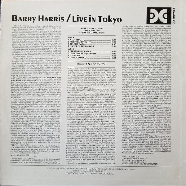 Barry Harris (2) - Live In Tokyo (LP, Album)