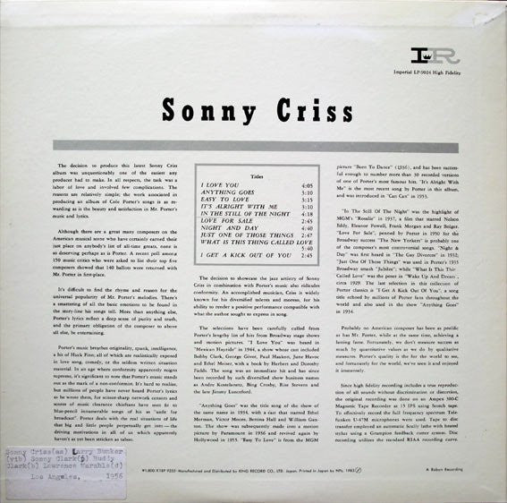 Sonny Criss - Sonny Criss Plays Cole Porter (LP, Album, Mono, RE, Wit)