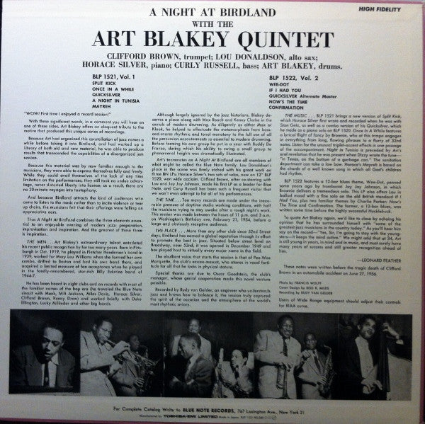Art Blakey Quintet - A Night At Birdland, Volume 1(LP, Album, Mono,...
