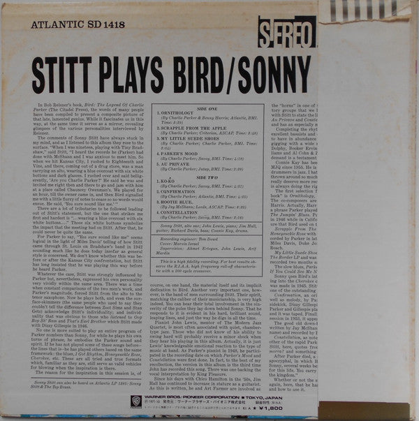 Sonny Stitt - Stitt Plays Bird (LP, Album, RE)