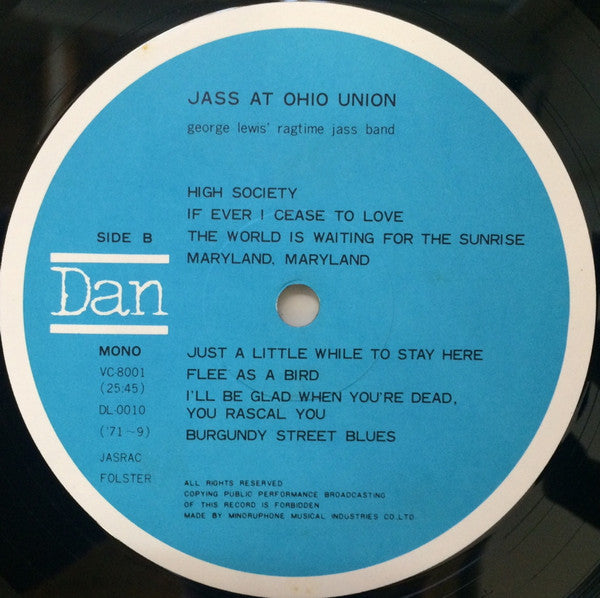 George Lewis' Ragtime Band - Jass At The Ohio Union(2xLP, Mono, RE ...