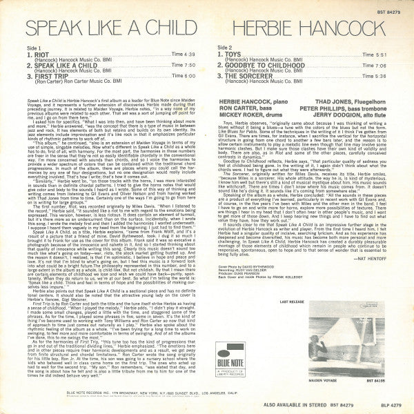 Herbie Hancock - Speak Like A Child (LP, Album, RE, Gat)