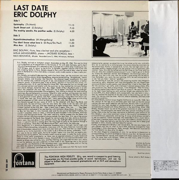 Eric Dolphy - Last Date (LP, Album, Mono, RE)