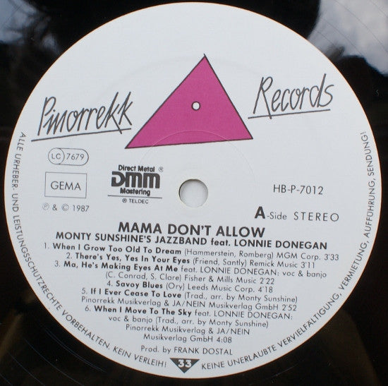 Monty Sunshine's Jazz Band - Mama Don't Allow(LP)
