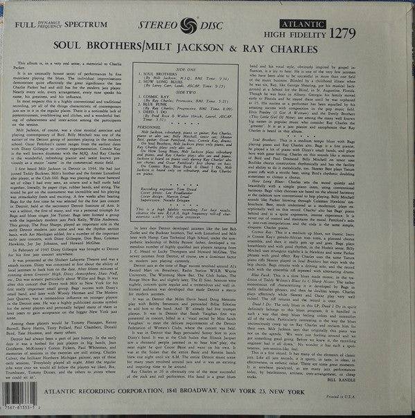 Milt Jackson & Ray Charles - Soul Brothers (LP, Album, RE)
