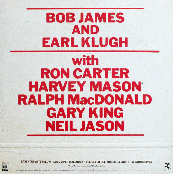 Bob James And Earl Klugh - One On One (LP, Album, Gat)