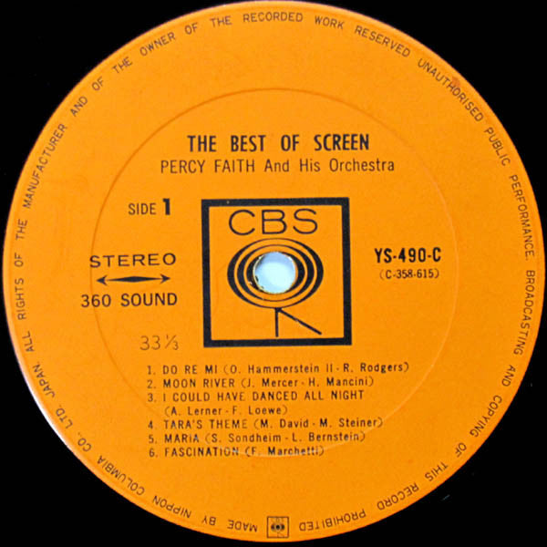 Percy Faith & His Orchestra - The Best Of Screen (LP, Comp)