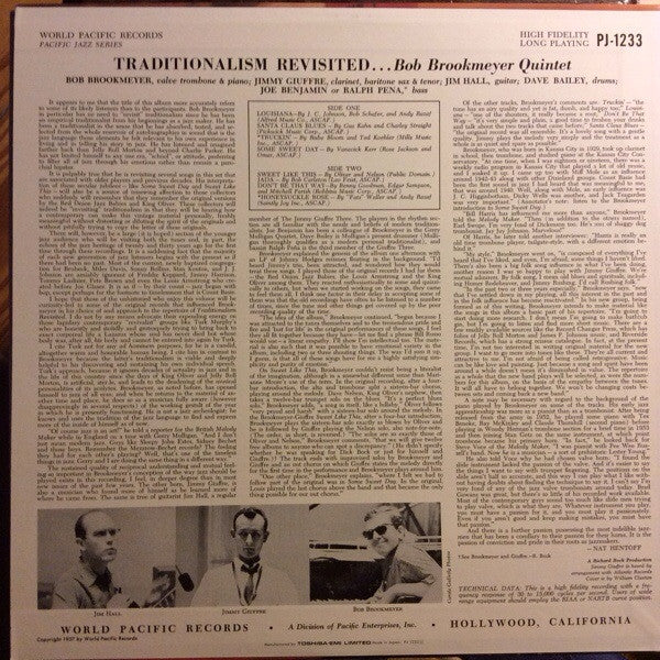 Bob Brookmeyer Quintet - Traditionalism Revisited(LP, Album, Mono, RE)