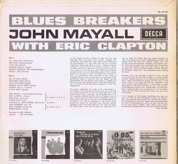 John Mayall With Eric Clapton - Blues Breakers (LP, Album, Mono)