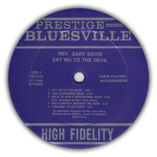 Reverend Gary Davis* - Say No To The Devil (LP, Album, RE, RM)