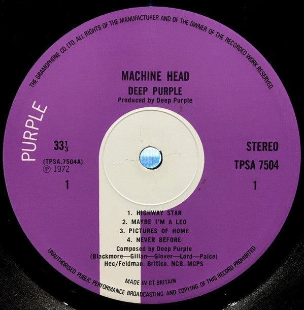 Deep Purple - Machine Head (LP, Album, 1st)