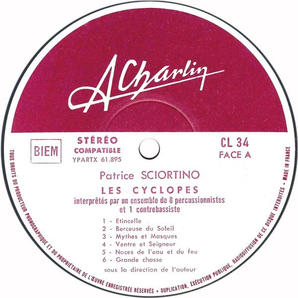 Patrice Sciortino - Les Cyclopes - Panorama De La Percussion(LP, Al...