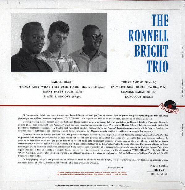 The Ronnell Bright Trio - The Ronnell Bright Trio(LP, Album, Mono, ...