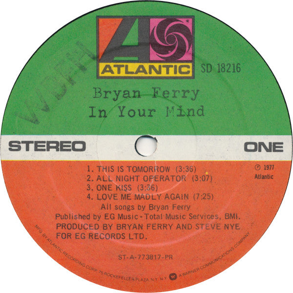 Bryan Ferry - In Your Mind (LP, Album, Pre)