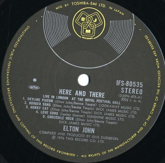 Elton John - Here And There (LP, Album)