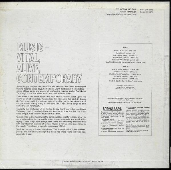 Glenn Yarbrough - It's Gonna Be Fine (LP, Album)