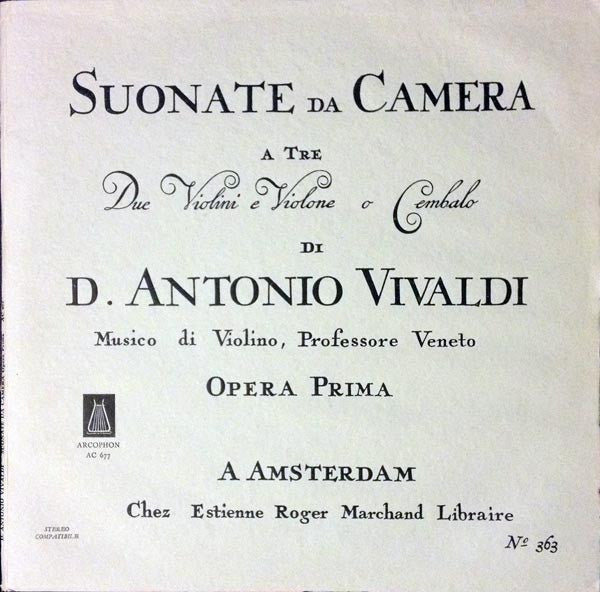 D. Antonio Vivaldi* - Suonate Da Camera A Tre - Opera Prima (2xLP)