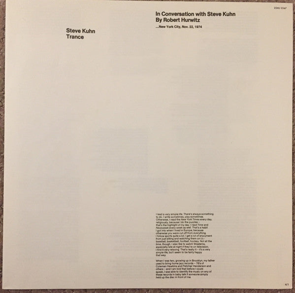 Steve Kuhn - Trance (LP, Album, RE)
