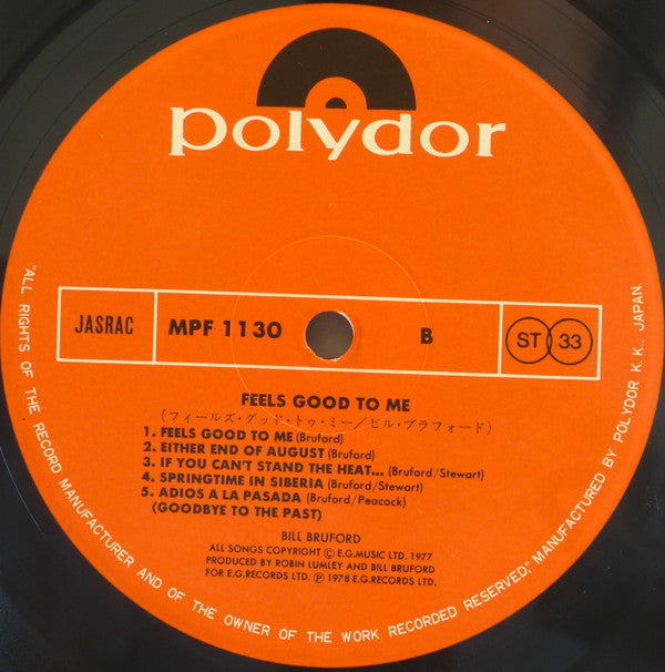 Bruford - Feels Good To Me (LP, Album)
