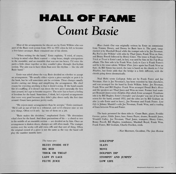 Count Basie - Hall Of Fame (LP, Album, Mono)