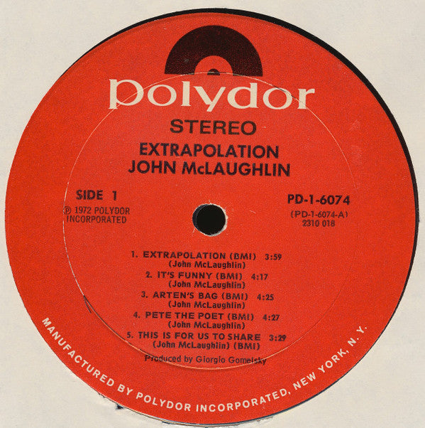 John McLaughlin - Extrapolation (LP, Album, RE)