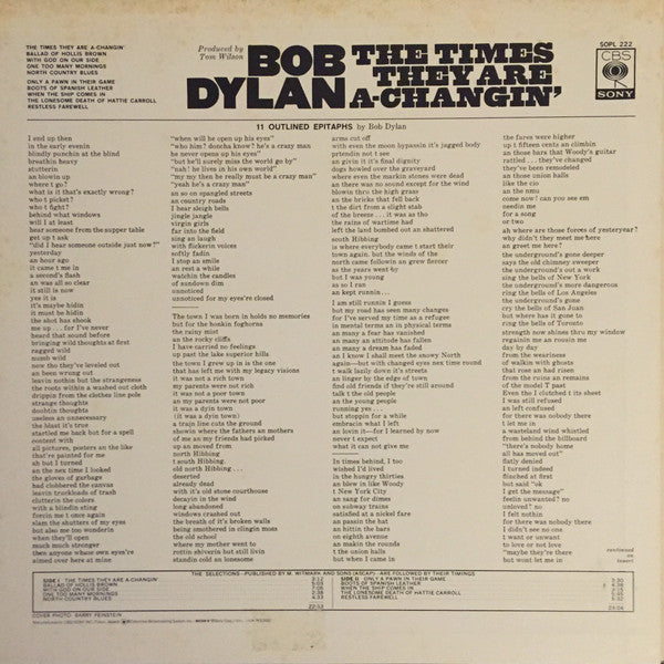 Bob Dylan - The Times They Are A-Changin' (LP, Album, RE)