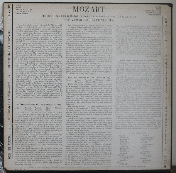 Wolfgang Amadeus Mozart - Serenade No. 1 In D Major, K. 100 / Cassa...