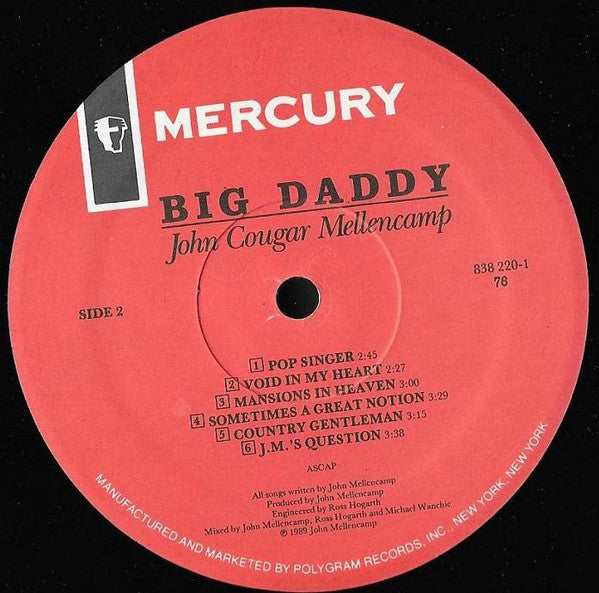 John Cougar Mellencamp - Big Daddy (LP, Album, 76)