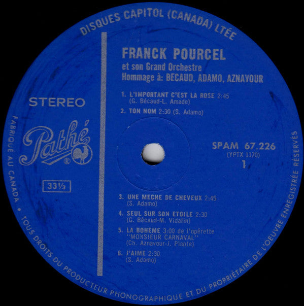 Franck Pourcel Et Son Grand Orchestre - Hommage A: Becaud, Adamo, A...