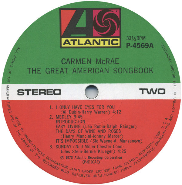 Carmen McRae - The Great American Songbook (2xLP, Album, Gat)