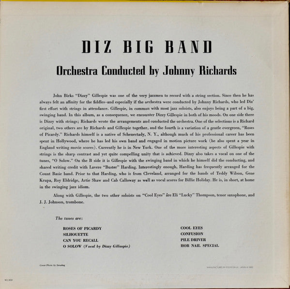 Dizzy Gillespie Orchestra* - Diz Big Band (LP, Album, Mono, wit)