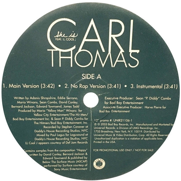 Carl Thomas Feat. LL Cool J - She Is (12"", Promo)
