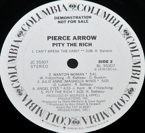 Pierce Arrow - Pity The Rich (LP, Album, Promo)