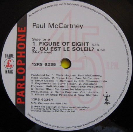 Paul McCartney - Figure Of Eight / Ou Est Le Soleil?(12", S/Sided, ...