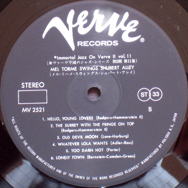 Mel Tormé - Swings Shubert Alley(LP, Album, RE)