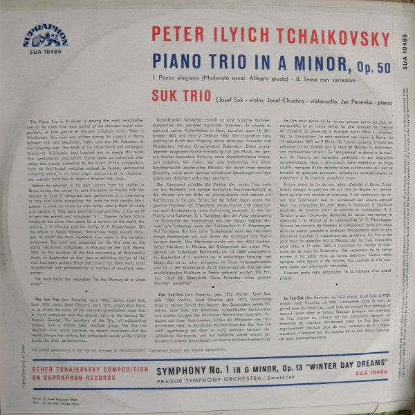 Tchaikovsky* - Suk Trio - Piano Trio (In A Minor) (LP, RP)
