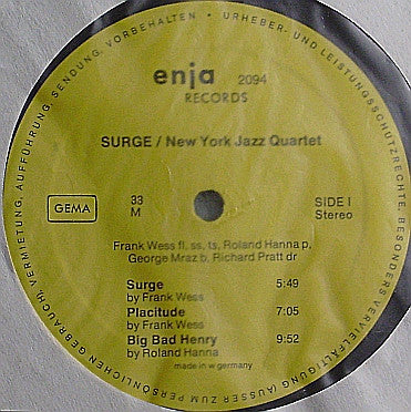New York Jazz Quartet - Surge (LP, Album)