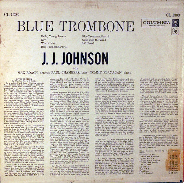 J.J. Johnson - Blue Trombone (LP, Album, Mono, Promo)
