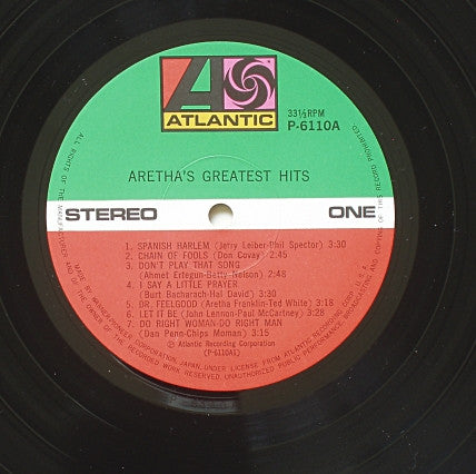 Aretha Franklin - Aretha's Greatest Hits (LP, Comp)