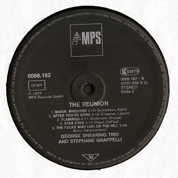 George Shearing Trio - The Reunion(LP, Album, RP)