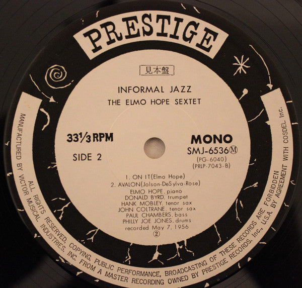Elmo Hope Sextet - Informal Jazz (LP, Album, Mono, Promo, RE)