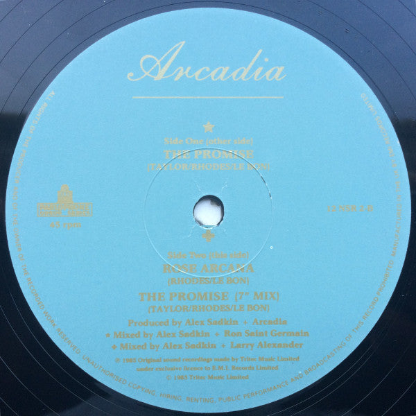 Arcadia (3) - The Promise (Extended Remix) (12"", Single, Blu)